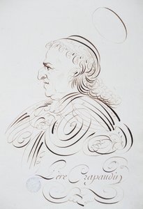 Ranskalainen kalligrafia: Parisilaisen Bernardin muotokuva isä Crapaudinista noin 1780. Pariisin kaupungin historiallinen kirjasto. tekijältä French School