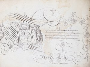 Ranskalainen kalligrafia: Robert Vignonin kirjoituspuutarha noin 1600. Pariisin kaupungin historiallinen kirjasto. tekijältä French School