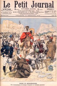Ranskalainen tiedusteluretkikunta Etelä-Marokossa Kuvitus Le petit Journalille, joulukuu 1906. tekijältä French School