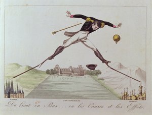Korkeasta matalaan... tai syyt ja seuraukset, karikatyyri Napoleonin ulkopolitiikasta, n. 1814 tekijältä French School