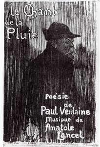 Le Chant de la pluie -partituurin etukansi Paul Verlainen runosta, 1844 tekijältä French School