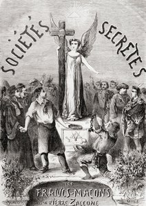 Frontispiece Societes Secretesistä, les Francs Macons, julkaistu n. 1867 tekijältä French School