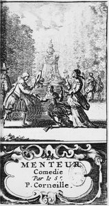 Pierre Corneillen (1606-84) Valehtelijan etukappale, julkaistu vuonna 1664, Amsterdam tekijältä French School