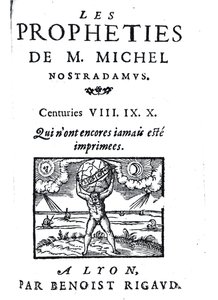 Etukappale M. Michel Nostradamusin ennustuksille, pub. kirjoittanut Benoist Rigaud, 1568 tekijältä French School