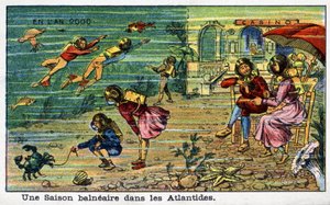 Futuredays: 1800-luvun visio vuodelta 2000 - Sarja "" Vuonna 2000": Seaside Season Atlantiksessa. Villemardin kromolitografia tekijältä French School