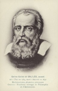 Galileo Galilei (1564-1642), italialainen fyysikko, matemaatikko ja tähtitieteilijä (litografia). tekijältä French School