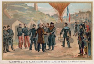 Gambetta lähtee Pariisista kuumailmapallossa Armand-Barbes tekijältä French School