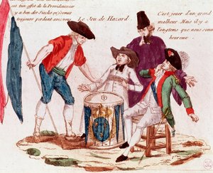 Kolmen säädyn (papisto, tasot ja aatelisto) pelaama uhkapeli (kaiverrus, 1700-luvun loppu) tekijältä French School
