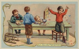 Kärsivällisyyspeli (chromolitho) tekijältä French School