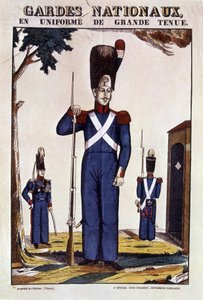 National Guardsmen koko puku univormu - kuva Epinal Georgin, toim. Pellerin tekijältä French School