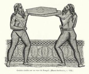 Gallialaiset kaiverrettu maljakossa Pompejista (kaiverrus) tekijältä French School