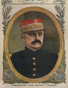 Kenraali Franchet dEsperey armeijaryhmän komentaja, etukannen kuvitus Le Petit Journalista, liitekuva, 7. toukokuuta 1916 tekijältä French School