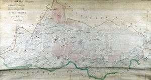 Labrunen Geometrinen kartta Hauteriven seigneurysta vuonna 1787. tekijältä French School
