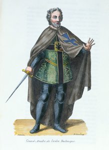 Saksalaisen ritarikunnan suurmestari, Pierre Helyotin (1660-1716) kuvitus Histoire et Costumes des Ordres Monastiquesista, 1842 tekijältä French School
