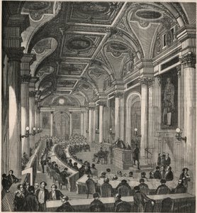Suuri kokoushuone Valtioneuvostossa Pariisissa - Kaiverrus "Tableau-de-Paris": Edmond Texier 1852 tekijältä French School