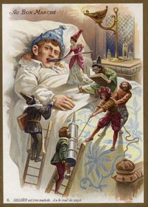 Gulliver on hyvin sairas. Hän kärsii koti-ikävästä (chromolitho) tekijältä French School