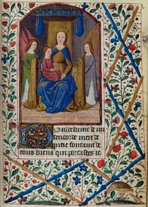 H/L-3-3 fol. 148r Neitsyt ja lapsi, kirjasta Tuntikirja, Pariisin käyttö, 1400-luvun puoliväli tekijältä French School