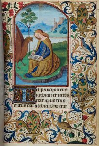 H/L-3-3 fol. 14r St John the Evankelista, kirjasta Tuntikirja, Pariisin käyttö, 1400-luvun puoliväli tekijältä French School