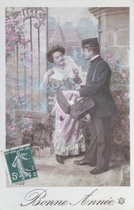 Hyvää uutta vuotta postikortti, 1900-luvun alku tekijältä French School