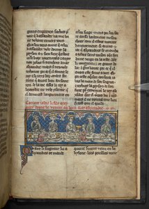 Harley 4979, f.78 Aleksanteri saa myrkkyä Jobaselta juhlan aikana.  , teoksesta "Roman d