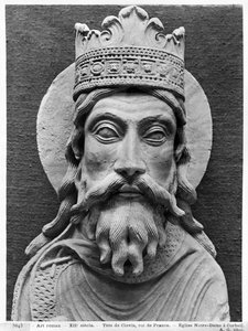 Clovis I:n johtaja, Notre-Dame of Corbeil -kirkosta (kipsi) (yksityiskohta) (katso myös 383111, 383112) tekijältä French School