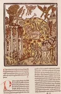 Helvetti, teoksesta "La Cite de Dieu", 1486-87 (ksylografi) tekijältä French School
