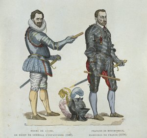 Henri of Guise (1549-88) ja Francois de Montmorency (1530-79), aikalaisesta kaiverruksesta tekijältä French School