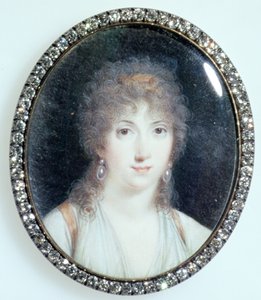 Henriette Lucy Dillon (1770-1853) Marquise de la Tour du Pin Gouvernet, n. 1802 (wc norsunluun päällä) tekijältä French School