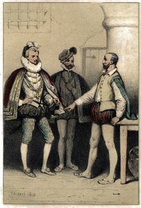 Henrik III (1551-1589), Ranskan kuningas, vierailemassa Bernard Palissyn luona, keraamikko, vangittu Bastillessa. "" Scenes de la vie d