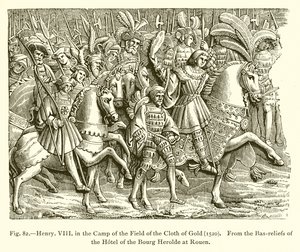 Henrik VIII kultakankaan kentän leirissä (1520) tekijältä French School