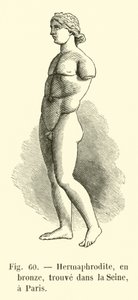 Hermafrodiitti, pronssia, löydetty Seinen uomasta, Pariisi (kaiverrus). tekijältä French School