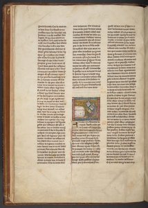 Erakko kirjoituspöydän ääressä, "Estoire del Saint Graal, La Queste del Saint Graal, Morte Artu", n. 1315-25 (muste pergamentille) tekijältä French School