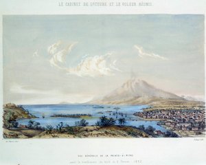 Ranskan siirtokuntien historia: yleiskuva Pointe a Pitrestä (Pointe-a-Pitre) Guadeloupessa (Antillit) ennen maanjäristystä 8.2.1843 tekijältä French School