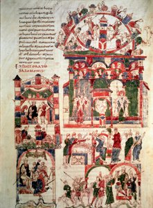 Kuningas Salomonin elämänhistoria Sivu Noaillesin Raamatusta (tai Sant Pere de Rodan tai Saint Pierre de Rodan Raamatusta) 10. tai 11. vuosisata Pariisi, B.N. tekijältä French School