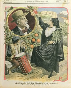 Kunnioitus Frederic Mistralille (1830-1914) Mireillen julkaisun 50-vuotispäivänä, kuva Le Petit Journalista, 30. toukokuuta 1909 tekijältä French School