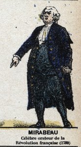Honore Gabriel (Honore-Gabriel) Riqueti, Mirabeaun kreivi (1749-1791), ranskalainen poliitikko. Teoksessa ”” Galeriede Ranskan kuninkaat ja kuningattaret ja maineikkaat hahmot vuosina 1643–1895”” Kuva epinalista. tekijältä French School