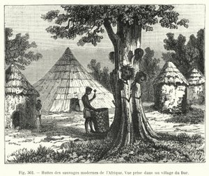 Afrikan nykyaikaisten villieläinten mökit (kaiverrus) tekijältä French School
