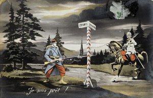 Olen valmis, ensimmäisen maailmansodan postikortti, 1914 tekijältä French School