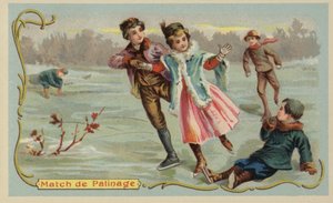 Luistelu (chromolitho) tekijältä French School