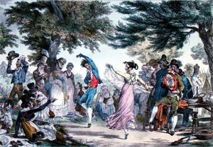 "Il Salterello", suosittu italialainen tanssi, Villainin kaivertama (värilitho) tekijältä French School