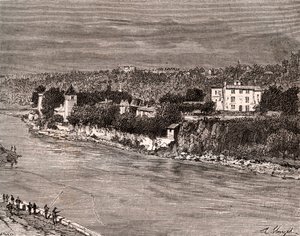 Ile Barbe keskellä Saonea, Lyonin 9. kaupunginosassa - kaiverrus "La France illustree: maantiede, historia, tilastohallinto" V.-A. Maltaanruskea. 1884 tekijältä French School