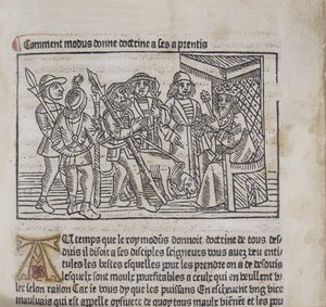 Kuvitus Henri Ferrieresin teoksesta Le Livre du Roy Modus et de la Reine Racio, 1486 (puupiirros ja kohopaino) tekijältä French School