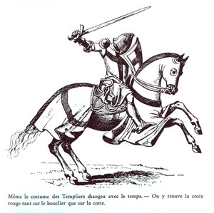 Kuva temppeliritarista (kaiverrus) tekijältä French School