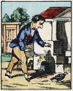 Kuva tarinasta "" Veridique Jeannot Serinetin historia "" Kuvien puukaiverrus Pellerin - Epinal, sd. 1800-luvun loppu. tekijältä French School