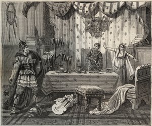 Vuonna 978 Lothaire (941-986), frankien kuningas (Lothair) astui Pyhän Imperiumin Otto II:n (955-983) ja hänen vaimonsa Theophanon tai Theophanun tai Theophania Sklerainan (655-991) palatsiin Aachenissa, mutta keisarillinen perhe pystyi vangitsemaan. kuva  tekijältä French School