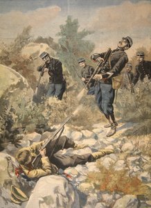Korsikassa: poliisi ja gangsteri, kuva Le Petit Journalista: Supplement illustre, 1898 tekijältä French School