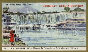 Horseshoe Fallsin edessä, Victoria, Australia (chromolitho) tekijältä French School
