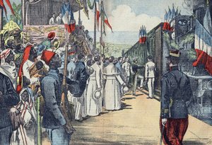 Thiesin ja Kayesin välisen rautatien avaaminen Senegaliin, 1900-luvun alku. tekijältä French School