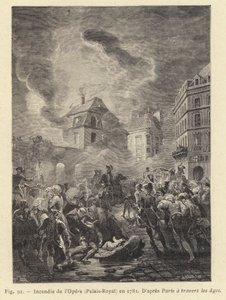 Palo Operassa, Palais-Royal, vuonna 1781 (kaiverrus) tekijältä French School