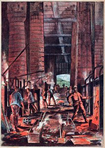 Teollinen vallankumous - Puddling-uuni - Puddler Ovens (Puddlage) - Kaiverrus "" Tieteissä kaikkien saataville - Alexis Clercin suosittu fysiikka ja kemia - 1800-luvun loppu - Yksityinen kokoelma tekijältä French School